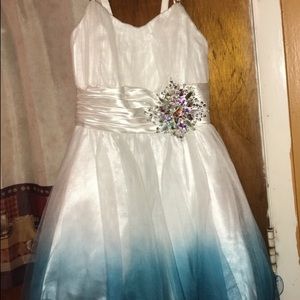 Blue and white prom dress